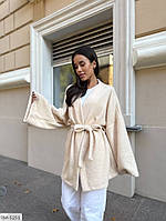 Кардиган жіночий теплий класичний ангоровий на запах із поясом вільного фасону із широкими рукавами