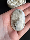 Кабошон натуральний місячний камінь овал камінь кабошон палм адуляр 51*34*16 мм, фото 7