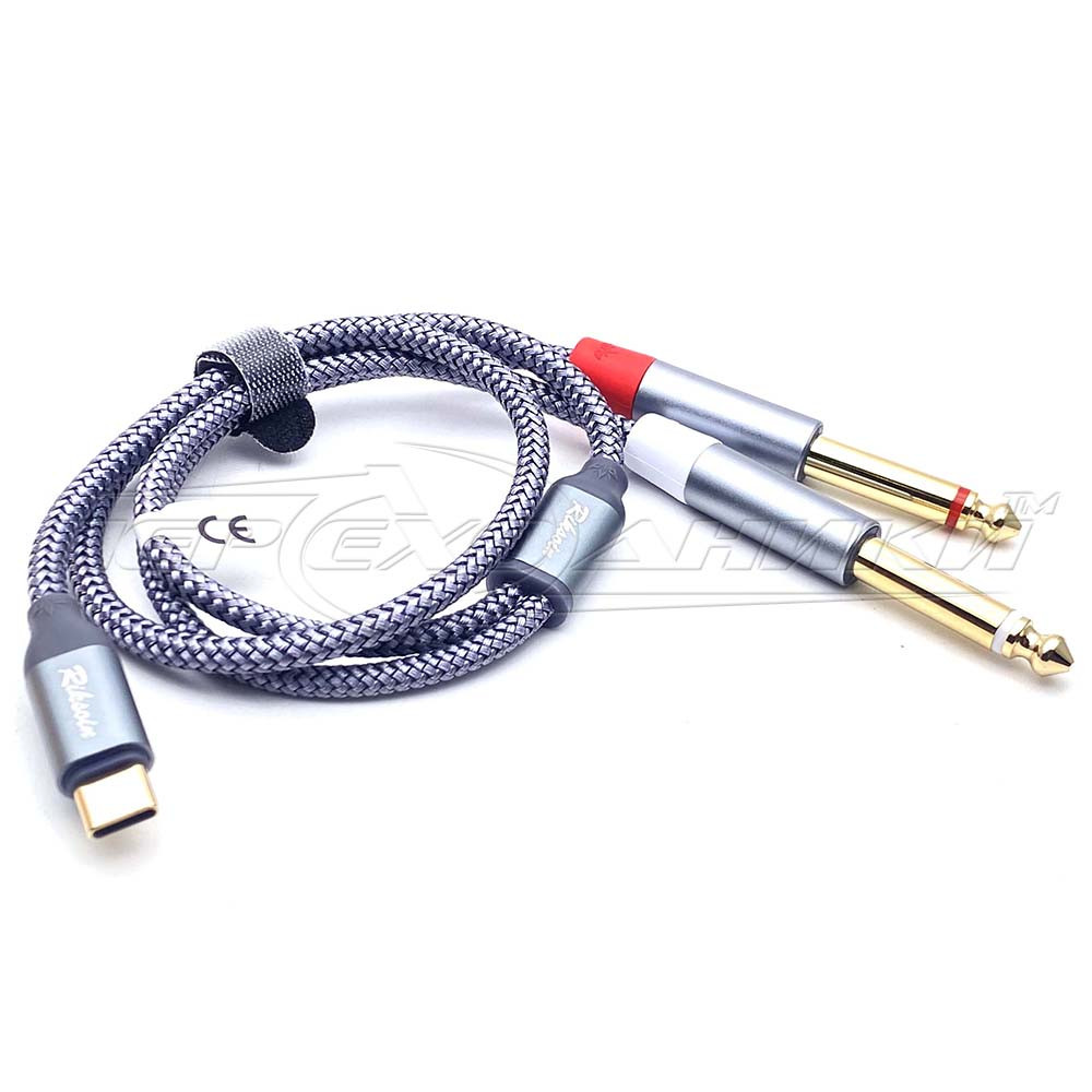 Кабель - перехідник TYPE-C to 2* Jack 6.3 mm, 0.6 м