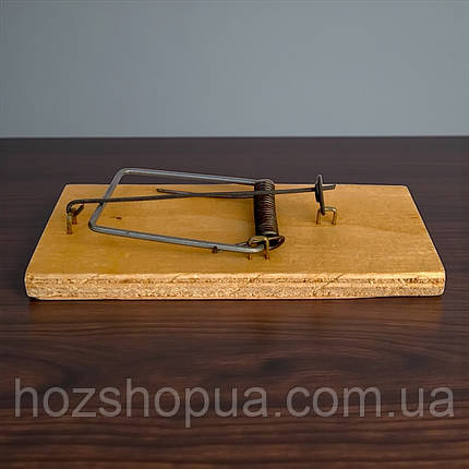 Родентицид мишоловка дерев'яна маленька, 105х45х10 мм, фото 1