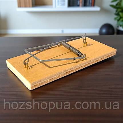 Родентицид мишоловка дерев'яна велика, 135х65х10 мм, фото 1