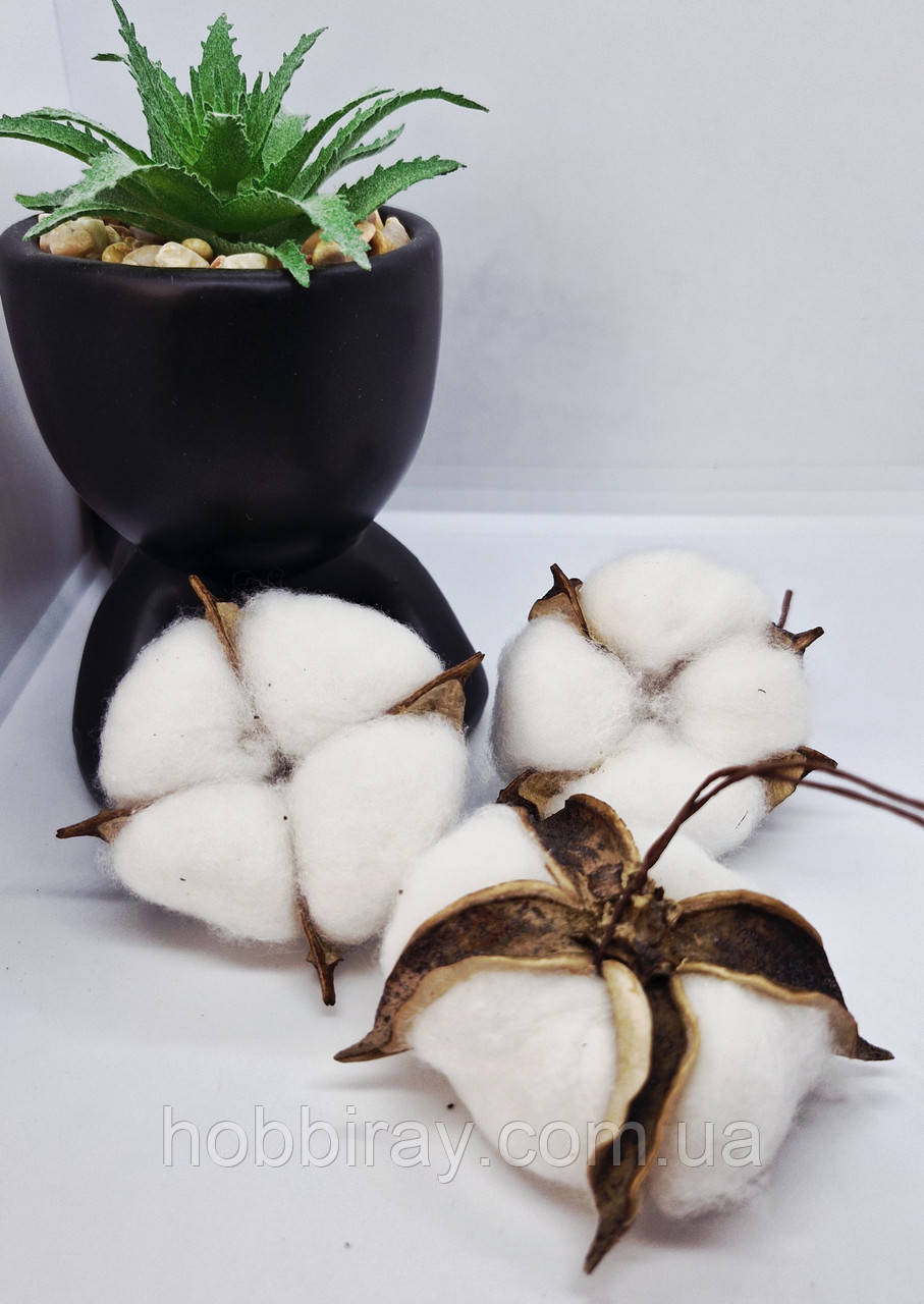 Бавовна на дроті. 6 см. 1 шт., фото 1