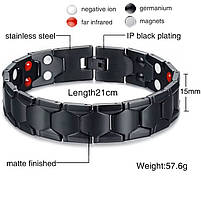 Магнітний браслет для здоров'я Type D2 20 см чорний, фото 5