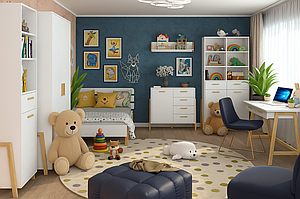 Білі модульні дитячі меблі спальня в скандинавському стилі для дитини школяра підлітка Belle VMV Holding