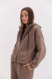 Жіноча тепла толстовка на блискавці з куліскою внизу