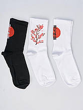 Набір жіночих шкарпеток з вишивкою "Японія" 3 пари