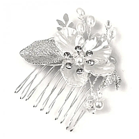 ВЕСІЛЬНИЙ ГРЕБІНЬ ДЛЯ ВОЛОССЯ З ЖЕМЧУГОМ (золотий, сріблястий)