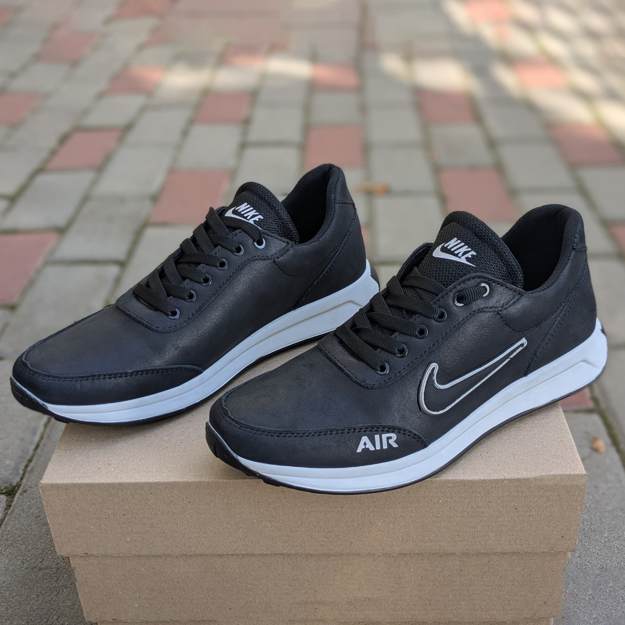 Чоловічі шкіряні кросівки (натуральна шкіра) чорні демісезонні для чоловіків на весну осінь, розміри 40-45, фото 1