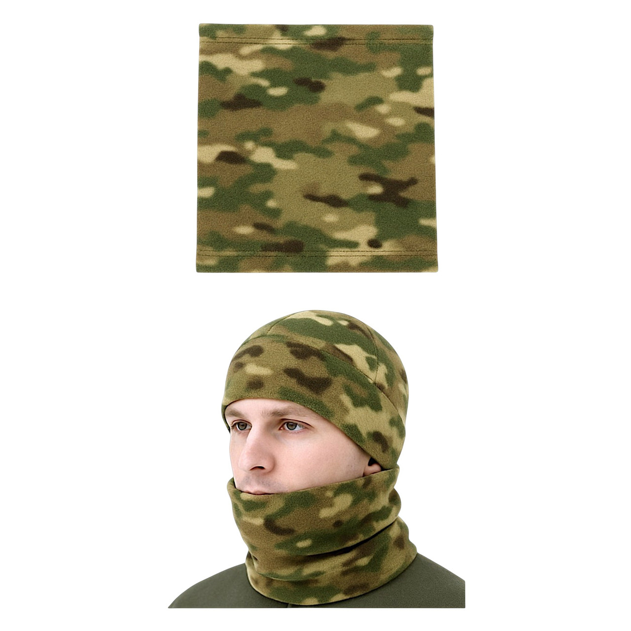 Комплект шапка + баф (шарф-труба) — фліс 260 г/м2, двошаровий, антипілінговий, зимовий Мультиким