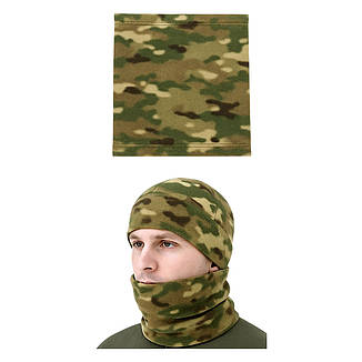 Комплект шапка + баф (шарф-труба) — фліс 260 г/м2, двошаровий, антипілінговий, зимовий Мультиким, фото 1