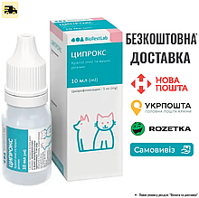 Краплі Ципрокс для очей та вух для собак та кішок BioTestLab 10 мл