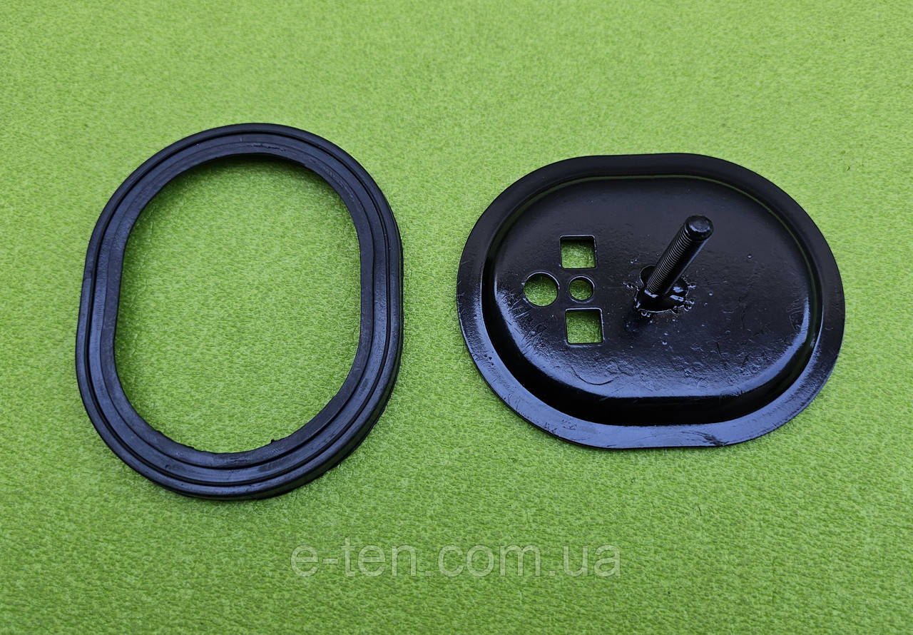 Фланець емальований ОВАЛЬНИЙ 120мм*96мм + ПРОКЛАДКА (під мокрий тен на фланці Ø48мм) в бойлер "ELDOM"