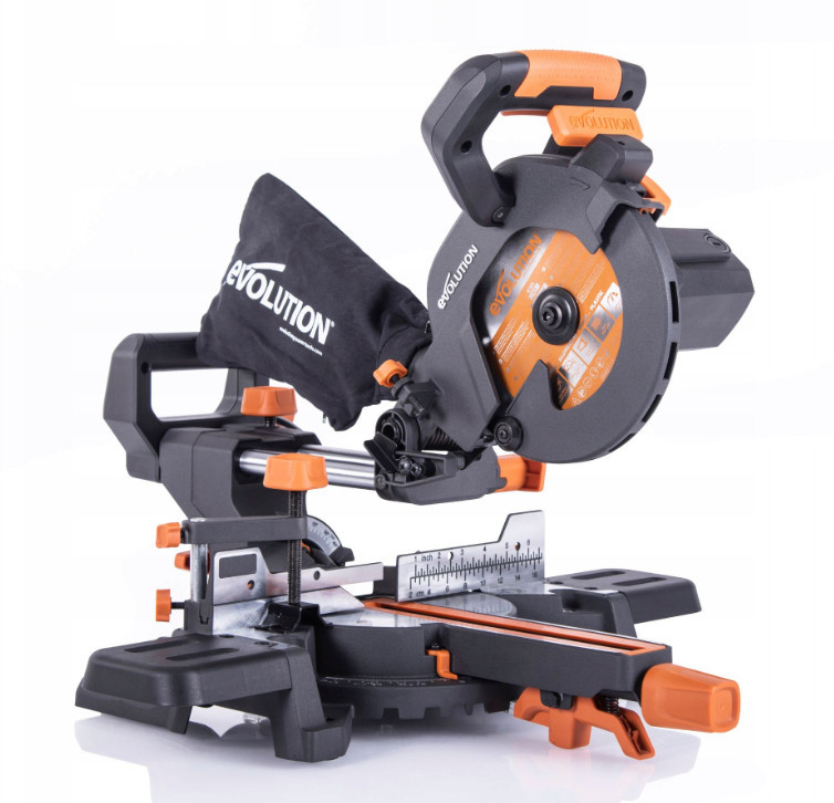 Торцювальна пила EVOLUTION із подачею для дерева, металу та пластику 1200W, фото 1