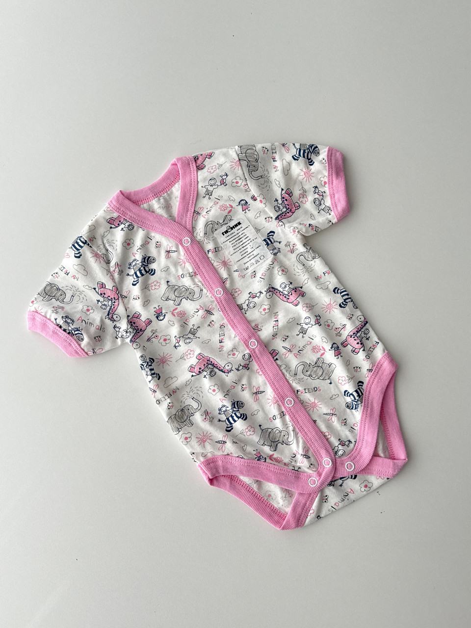 Напівкомбінезон-боді, короткий рукав, в тканині кулір, 74 розмір, фото 1