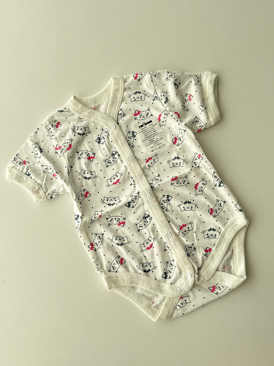 Напівкомбінезон-боді, короткий рукав, в тканині кулір, 74 розмір, фото 1