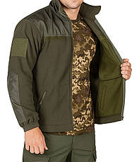 Флісова оливкова кофта з Водонепроникними вставками та липучками під шеврони, фото 3