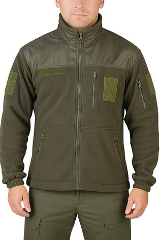 Флісова оливкова кофта з Водонепроникними вставками та липучками під шеврони, фото 1