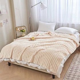 Плед Шарпей Преміум кремовий 160х210 із мікрофібри Велсофт полуторне покривало