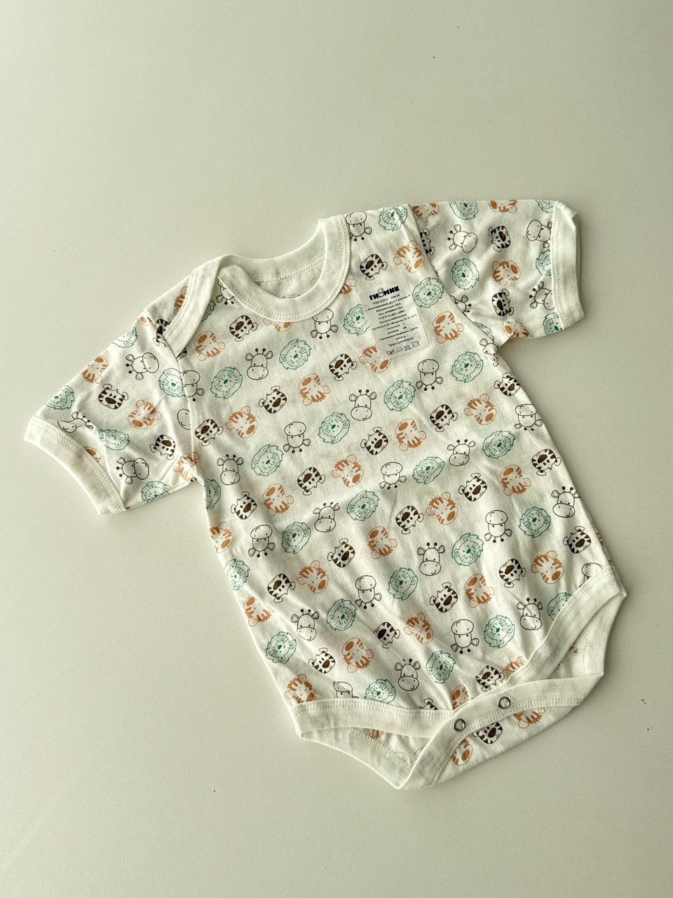 Напівкомбінезон-боді, короткий рукав, в тканині кулір, 92 розмір, фото 1