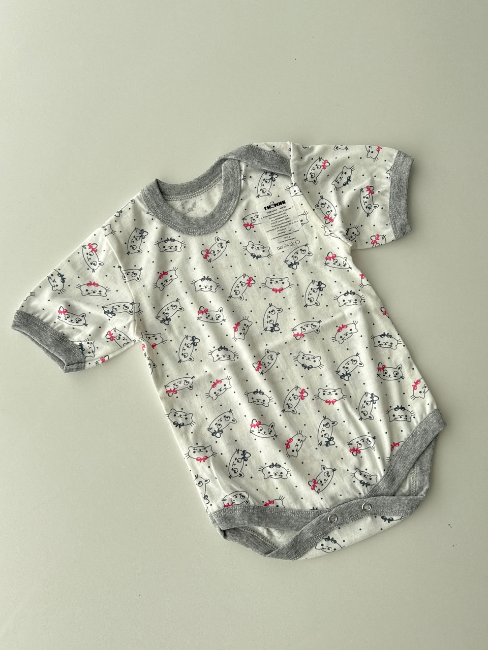 Напівкомбінезон-боді, короткий рукав, в тканині кулір, 92 розмір, фото 1