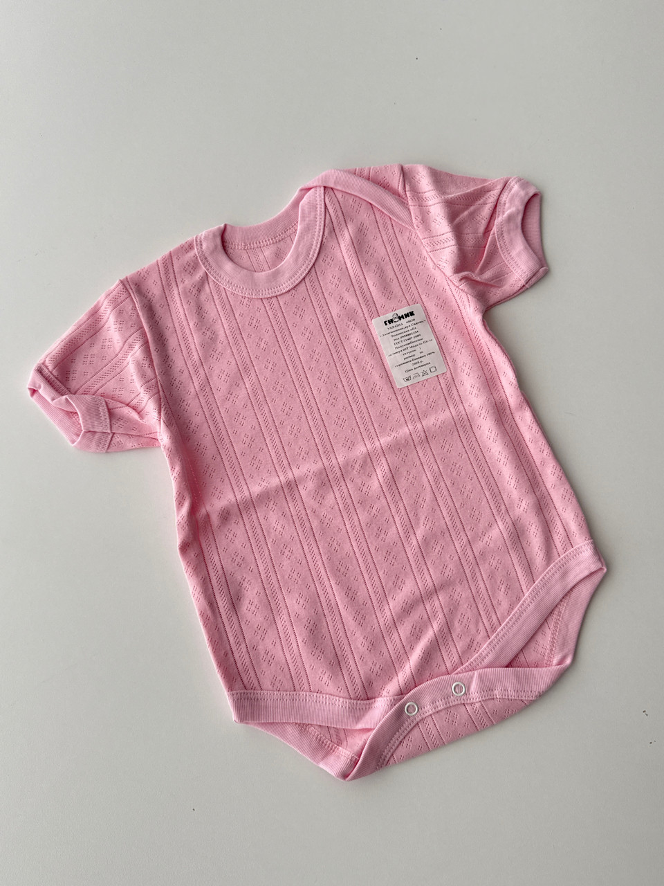 Напівкомбінезон-боді, короткий рукав, в тканині кулір, 92 розмір, фото 1