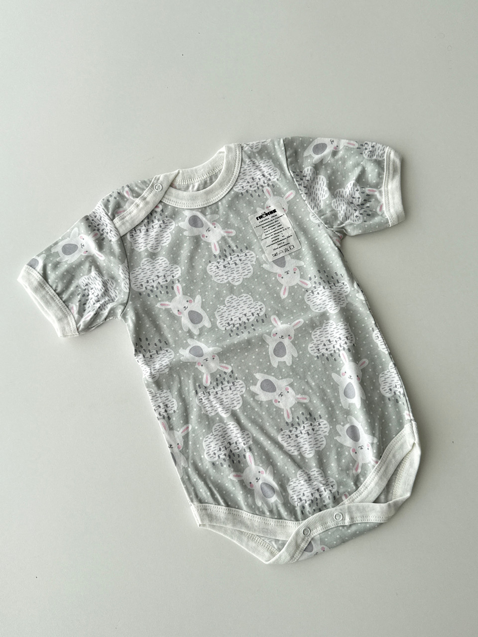 Напівкомбінезон-боді, короткий рукав, в тканині кулір, 92 розмір, фото 1