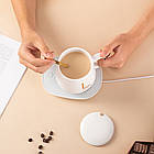 Чашка на підставці з підігрівом 400мл, до + 55 °С, від мережі, Біла / Керамічна чашка з кришкою та ложкою, фото 5