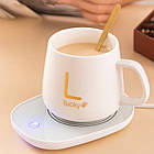 Чашка на підставці з підігрівом 400мл, до + 55 °С, від мережі, Біла / Керамічна чашка з кришкою та ложкою, фото 2