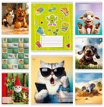 Зошит 12 аркушів, КОСА лінія БЕЗ дод. лінії "Тетрада"/ Мікс, фото 1