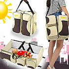 Сумка для мам багатофункціональна складна Ліжечко сумка для перенесення дітей з бічними кишенями, фото 2