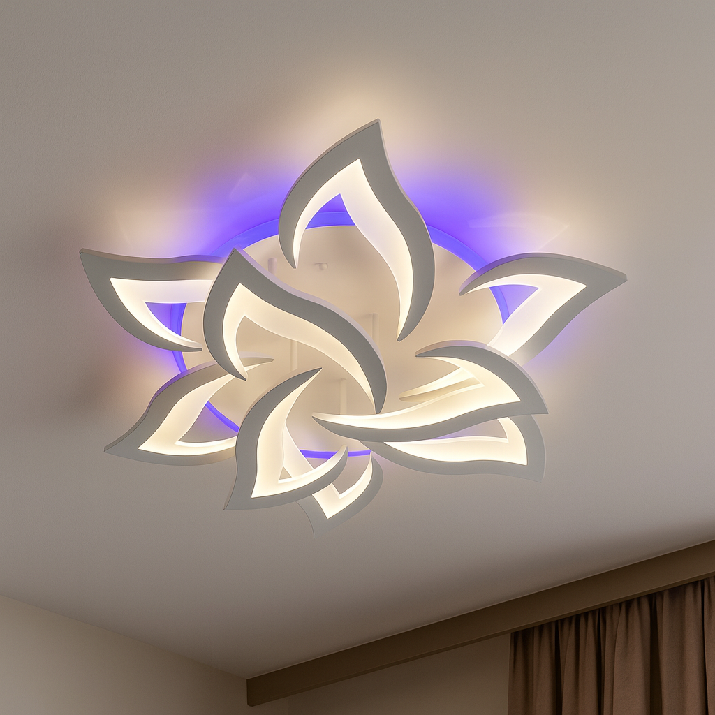 Стельова Led люстра до 25 м² з пультом та підсвічуванням 144W (1181/6+3 WH), фото 1