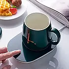 Чашка 400мл на підставці з підігрівом до + 55 °С, від мережі, Зелений / Керамічна чашка з кришкою та ложкою, фото 5