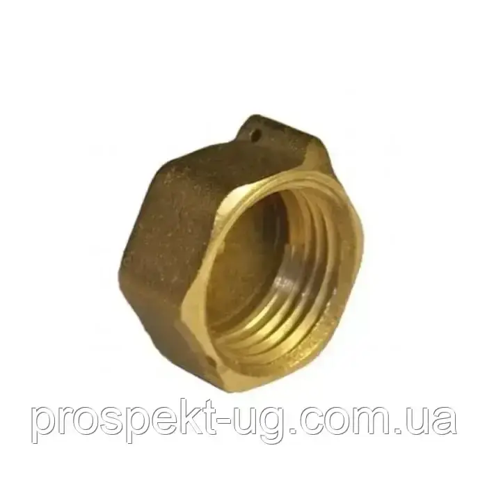 Заглушка латунна посилена з отвором для пломби 1 1/2" (Ду40) ВР, фото 1