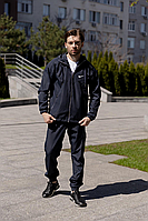 Костюм чоловічий синій, спортивний комплект із худі з капюшоном та штанами з манжетами, демісезонний повсякденний