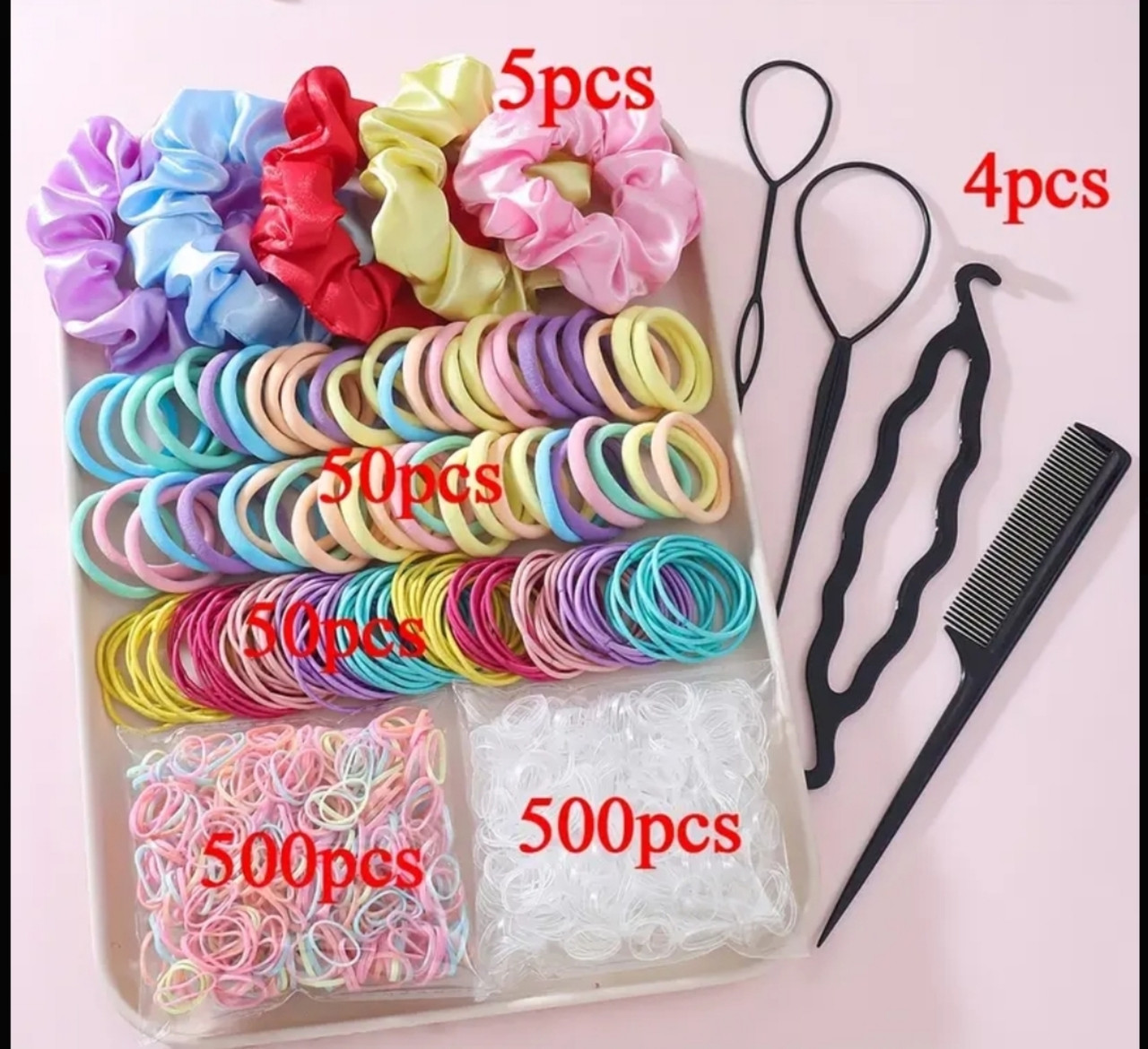 Набір резинок для волосся в подарунковій упаковці, резинки для волосся 1109 шт 2 кольори, фото 1