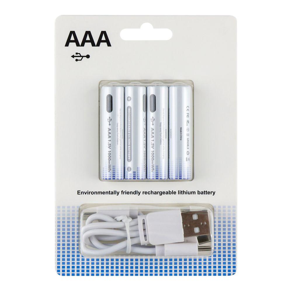 Акумуляторні батарейки AAA (Li-ion) 1000mWh з роз'ємом (бокс 4 шт. з кабелем 1х4 у комплекті) Характеристики AAA, фото 1