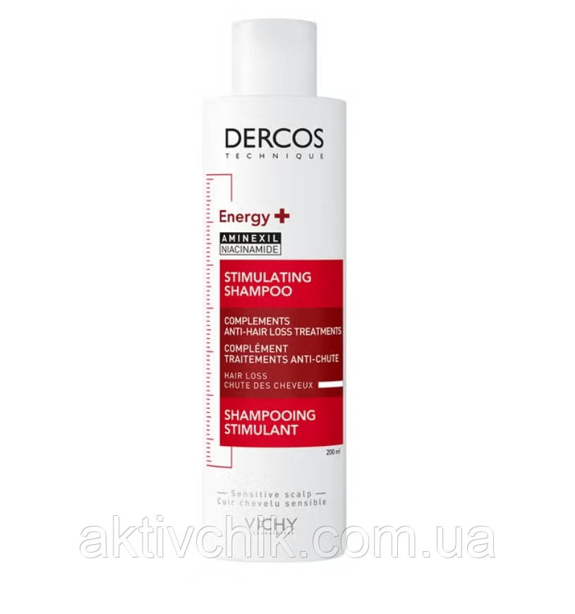 Тонізуючий шампунь від випадіння волосся з аминексилом Vichy Dercos Energising Shampoo, фото 1