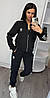 Жіночий спортивний костюм Adidas з лампасами чорний (Адідас трикотаж), фото 4