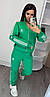 Жіночий спортивний костюм Adidas з лампасами зелений (Адідас трикотаж), фото 2