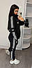 Жіночий спортивний костюм Adidas з лампасами чорний (Адідас трикотаж), фото 3