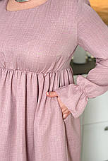 Сукня батал з довгим рукавом з тонкої костюмки в талії гумка, фото 2