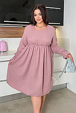 Сукня батал з довгим рукавом з тонкої костюмки в талії гумка, фото 3