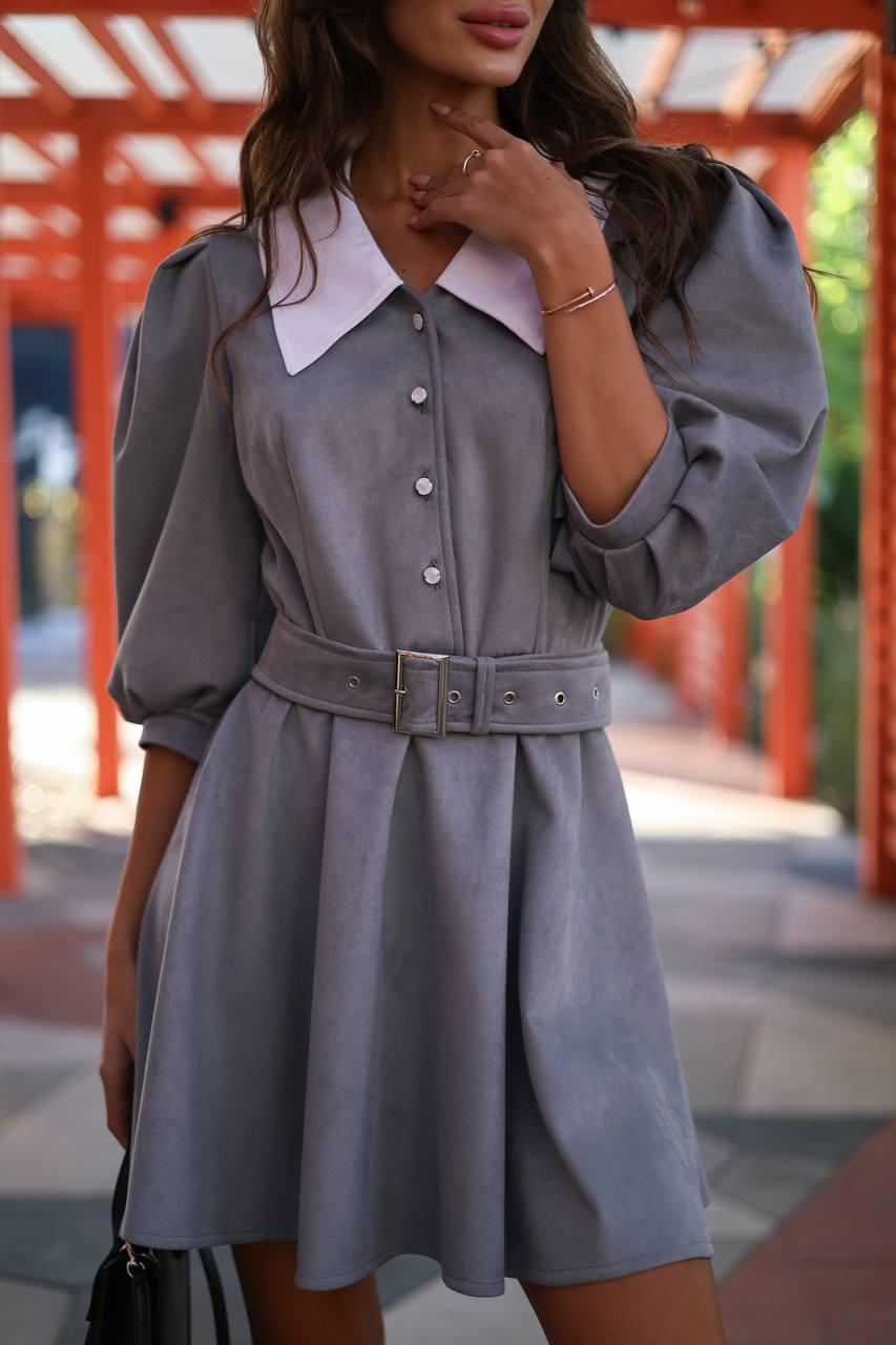 Ошатне плаття з розкльошеною спідницею білим коміром і короткими рукавами ліхтариками (р. S, M) 66py6122Q, фото 1