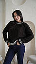 Жіночий вільний светр візерункового в'язання з контрастною лінією (р. 42-46) 4sv3438, фото 2