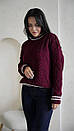 Жіночий вільний светр візерункового в'язання з контрастною лінією (р. 42-46) 4sv3438, фото 9