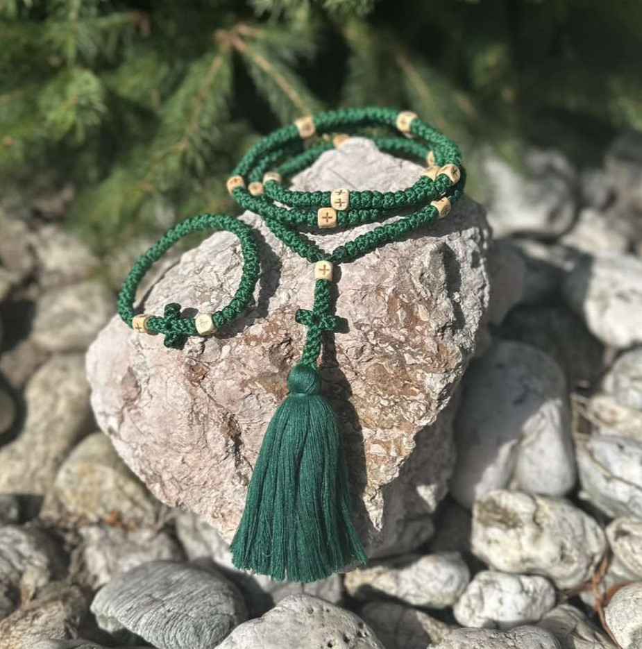 Набір: чотки на 150 вузлів і браслет ручної роботи (колір на вибір), фото 1