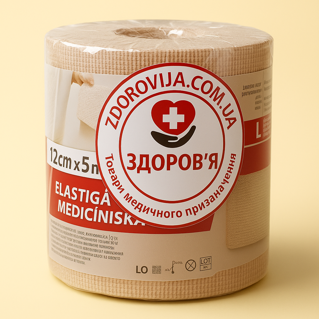 Бинт еластичний стрічковий Lauma Latex Free медичний, високої розтяжності розмір 5 м х 12 см