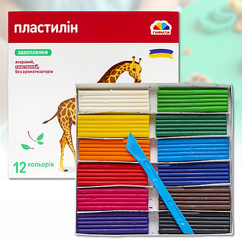 Набір пластиліну "Захоплення" на восковій основі з ножем 12 кольорів "Гамма" в Упаковці 2 шт.