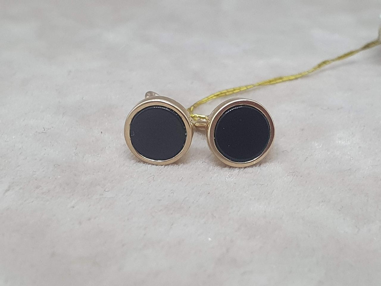 Золоті сережки з агатом. 2С196/67Б, фото 1