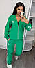 Жіночий спортивний костюм Adidas з лампасами зелений (Адідас трикотаж), фото 4
